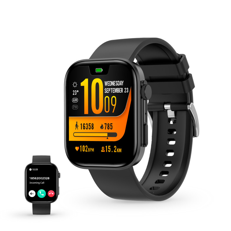 Smartwatch Contact iStyle, Pantalla IPS 2,01”, Aut. 5 días, Modos deporte y salud, Llamadas, Asistentes voz, Sumergible, Negro