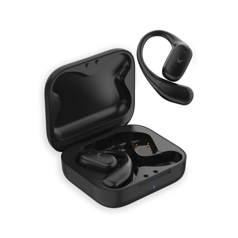 KSIX Cosmos wireless earphones, Open Ear, Autonomy 6+18h, Touch control, Calling, Voice assistants, Black