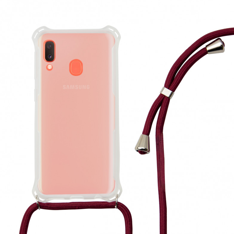 KSIX Lanyard Strap Cover Tpu Transparent For Galaxy A20e Red