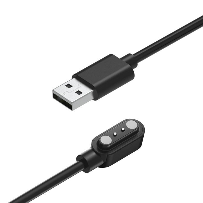 Cargador de repuesto para smartwatch KSIX Compass, Pines de carga magnéticos, Conector USB-A, Cable de 60 cm, Negro