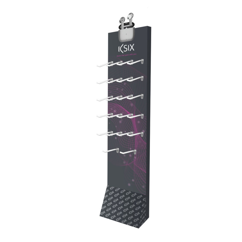 Floor stand, KSIX Audio, 42,5 x 18,5 x 7 cm, Cardboard, 22 interchangeable hooks 20cm