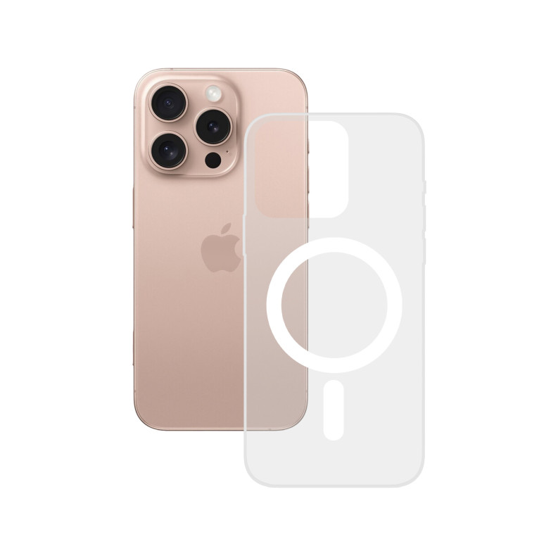 Funda rígida para iPhone 16 Pro, Aro magnético, Compatible con MagSafe carga inalámbrica, Resistente, Transparente