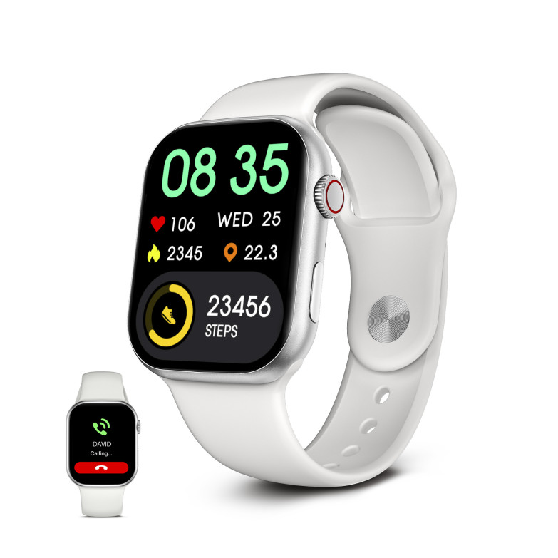 Smartwatch KSIX Urban 5, Pantalla AMOLED 1,96”, Aut. 5 días, Modo deporte y salud, Manos libres, Blanco