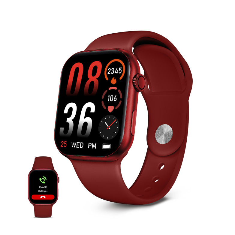 Smartwatch KSIX Urban 5, Pantalla AMOLED 1,96”, Aut. 5 días, Modo deporte y salud, Manos libres, Rojo