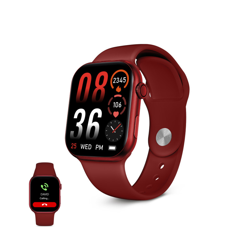 Smartwatch KSIX Urban 5 mini, Pantalla AMOLED 1,75”, Aut. 5 días, Modo deporte y salud, Manos libres, Rojo