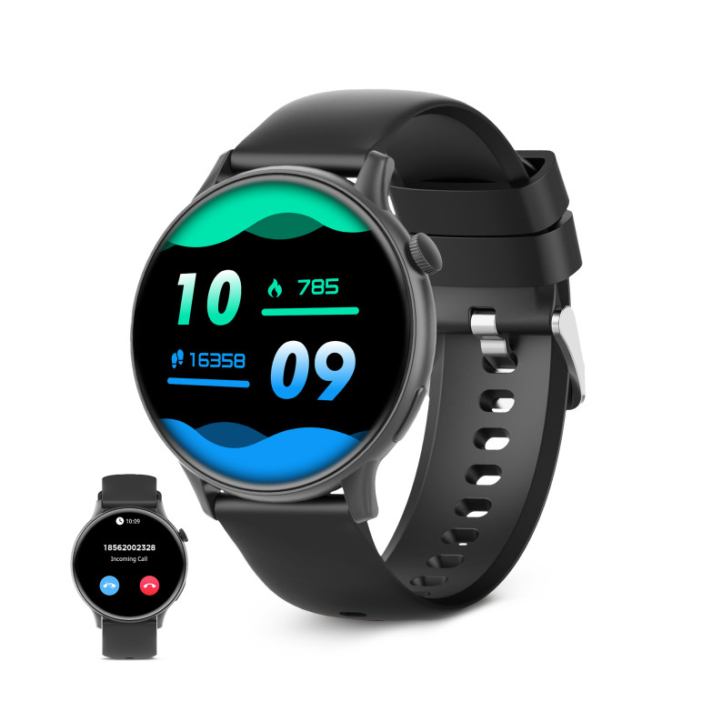 Smartwatch KSIX Core 2, Pantalla AMOLED 1,43”, Aut. 5 días, Modos deporte y salud, Llamadas, Asistentes de voz, Negro