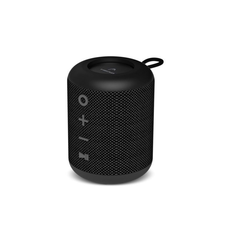 Altavoz inalámbrico portátil HEAD, Auto. 10 horas, Llamadas, True Wireless Stereo, Ranura micro SD, Ø8.5 x 10 cm, IPX7, Negro