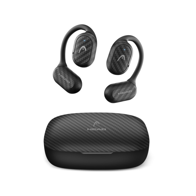 HEAD Open Ear Wireless Earphones, 6+24 h Battery Life, Touch Control, Calling, Voice Assistants, IPX4, Black