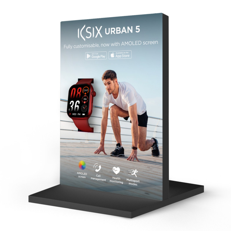 Expositor individual smartwatch KSIX Urban 5, Montaje en segundos, 21 x 14 x 10 cm, PVC