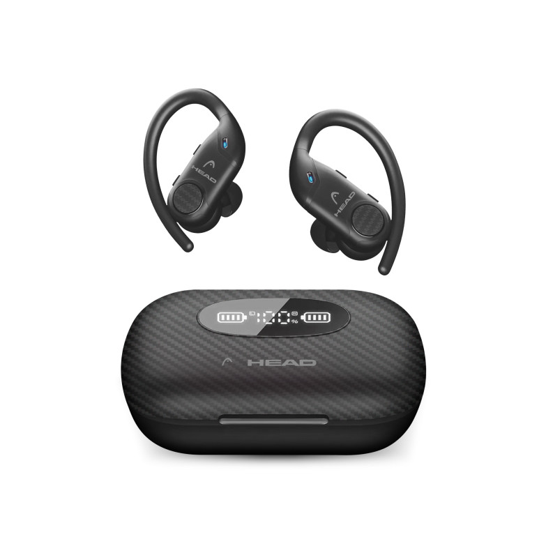 Auriculares inalámbricos HEAD Flex Hooks, Autonomía 8+32 h, Botón control, Llamadas, Asistentes voz, IPX7, Negro