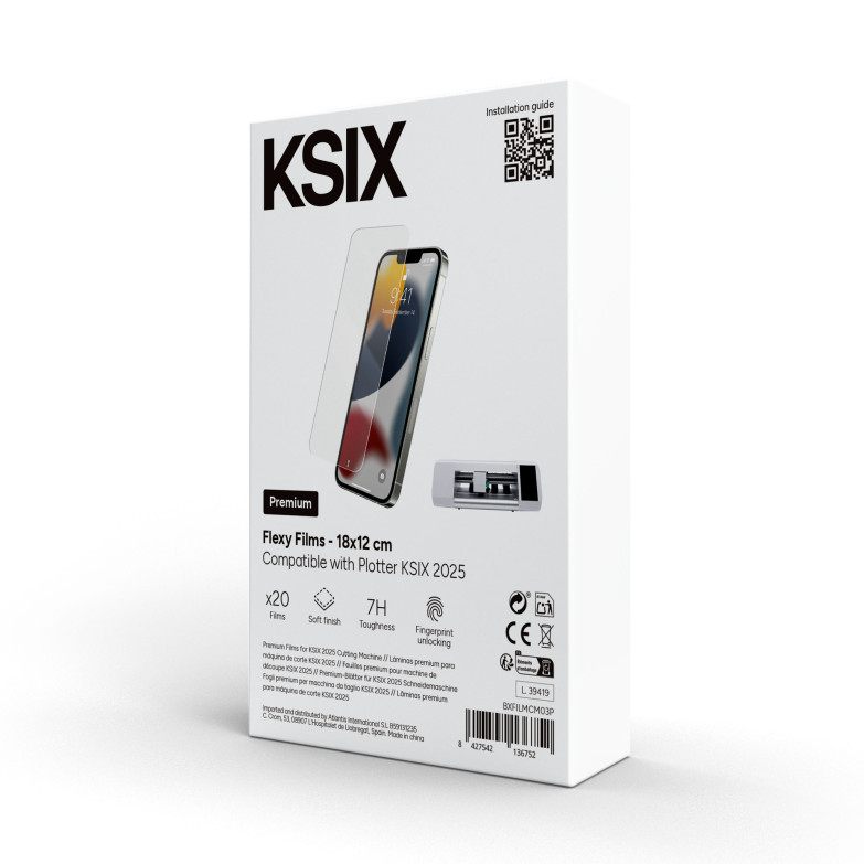 Pack 20 KSIX Premium films for KSIX Plotter 2025 machine, flexy premium screen protectors, material 7H RPET