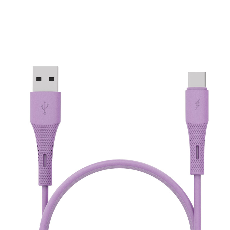 Cable de carga y datos USB-A a USB-C Contact 20 W, Carga rápida, 1 m, lila