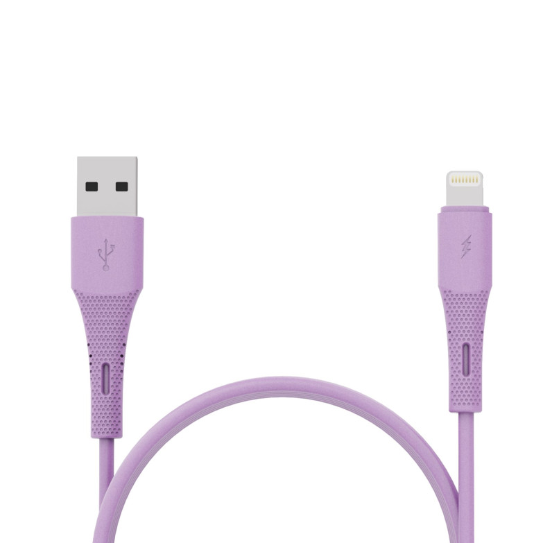 Cable de carga y datos USB-A a Lightning Contact 20 W, Carga rápida, 1 m, Lila