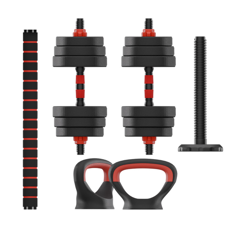 KSIX 20 kg Weight Kit, Dumbbells, Weight Plates, Bar, Kettlebell, Black