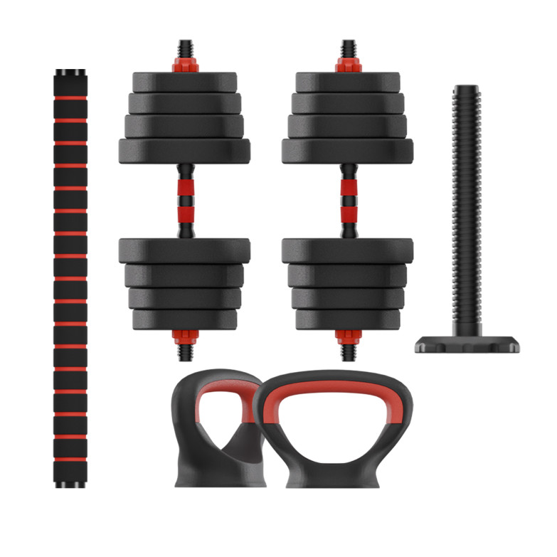 KSIX 30 kg Weight Kit, Dumbbells, Weight Plates, Bar, Kettlebell, Black