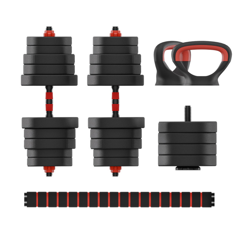 KSIX 50 kg Weight Kit, Dumbbells, Weight Plates, Bar, Kettlebell, Black