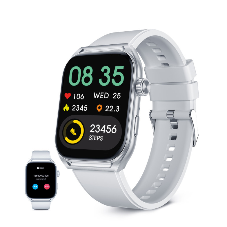 Smartwatch KSIX Urban Move, Pantalla AMOLED 2.06”, Aut. 5 días, Modo deporte y salud, Manos libres, IP67, Blanco