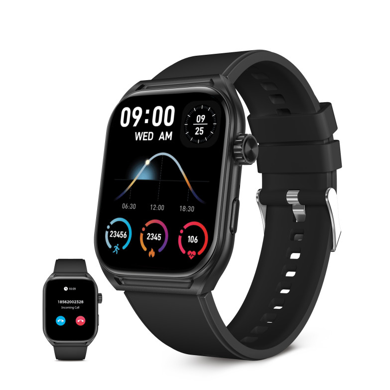 Smartwatch KSIX Urban Move, Pantalla AMOLED 2.06”, Aut. 5 días, Modo deporte y salud, Manos libres, IP67, Negro